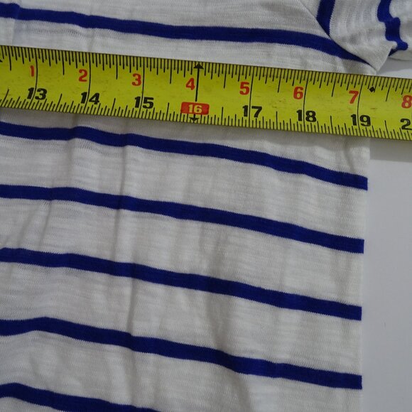 Chicos The Ultimate Tee Open Cardigan Stripe White Blue Women Size 1 M 8 NEW - Picture 10 of 13